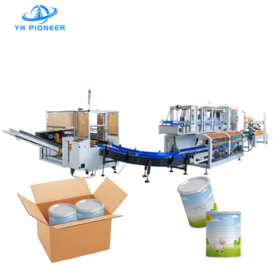 Dobra cena. W pełni automatyczna maszyna do pakowania kartonów z puszkami mleka w proszku dla szybkiego i niezawodnego pakowania w Internecie